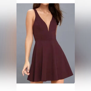 Lulu’s fit and flare skater mini dress plum size small